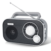 DreamSky AM FM Portable Radio Plug in Wall or Battery Operated | for Home & Outdoor, Strong Reception, Large Dial Easy to Use, Transistor Antenna, Headphone Jack, Elderly Seniors Small Gifts