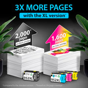 Smart Ink Compatible Ink Cartridges Replacement for HP 952XL 952 XL 4 Combo Pack (Black, Cyan/Magenta/Yellow) to use with HP OfficeJet Pro 8710 7740 8720 8715 8210 8703 OfficeJet 8702 Printers