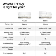 HP Envy 6155 Wireless All-in-One Color Inkjet Printer, Print, Scan, Copy, Duplex Printing Best-for-Home, 3 Month Trial of Instant Ink Included, AI-Capable (C2WR7A) Portobello