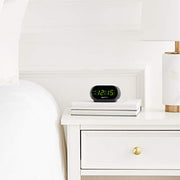 Amazon Basics Small Digital Oval Alarm Clock with LED Display, Nightlight, Snooze Function & Battery Backup, Black, 4.5 x 3.5 x 2.4 Inches