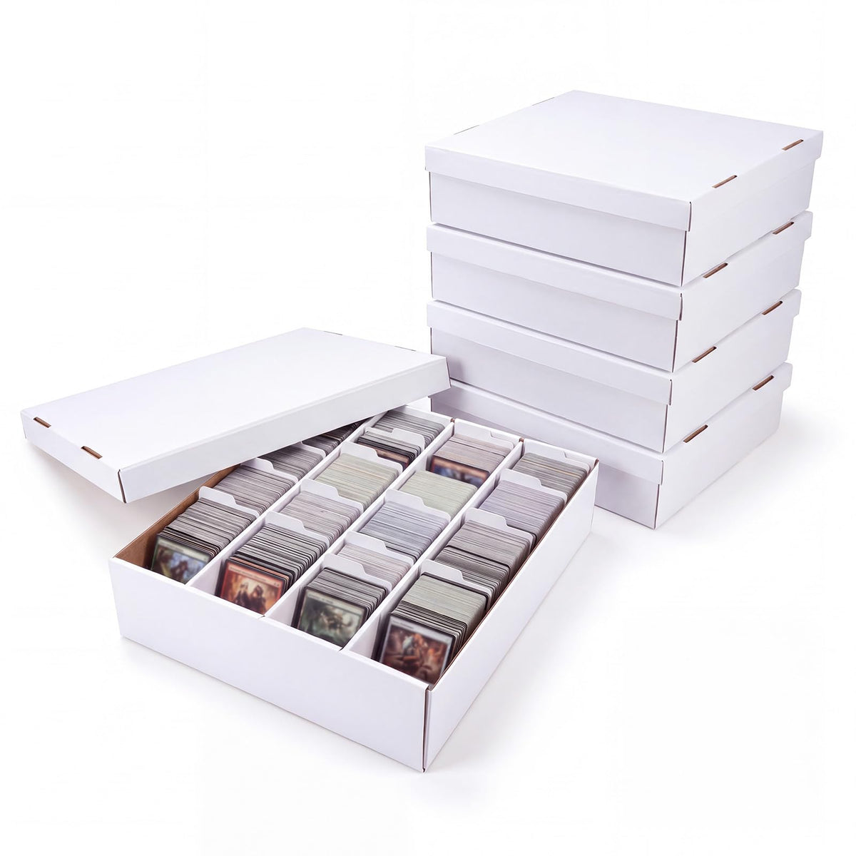 HORLIMER 5 Pack Trading Card Storage Box, 4 Row 3600 Count Card Boxes | 80 Dividers Card Stoage Box for MTG, TCG, Sports, Toploader