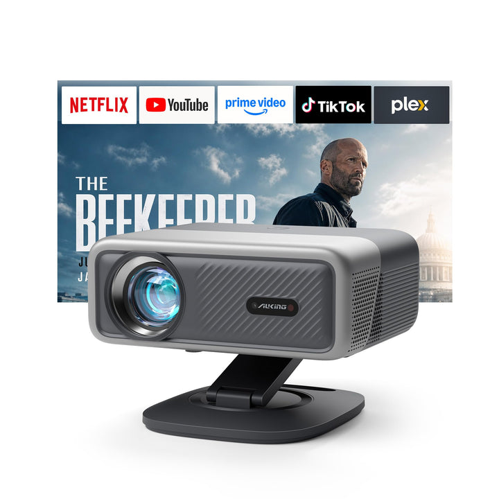 AuKing 5000 ANSI & 70W Dolby 4K Outdoor Projector with Auto Focus | Smart Projector with WiFi and Bluetooth. Officially-Licensed APP. HDR10+ 4K color. For home theater, outdoor movie nights.