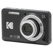 Kodak PIXPRO FZ55 16MP Compact Digital Camera, 5X Optical Zoom, Black | 1080p Full HD Video, 28mm Wide Angle Lens, 2.7 Inch LCD, Point and Shoot, Vlogging Camera, Li-Ion Battery