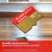 SANDISK 256B Extreme microSD Card + Adapter, Up to 245MB/s Read Speeds | UHS-I, V30, 5K & 4K UHD, U3, C10, A2, Up to 170MB/s Write Speeds, Ideal for Action Cams+Drones, Android- SDSQXH9-256G-GZ6MA