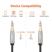 Amazon Basics 3.5mm Male-to-Male Stereo Audio Cable for Speakers, Home Stereos, Car Stereo, Tablets and Smartphones, Gold-Plated Plugs, 4 Foot, Black