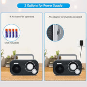DreamSky AM FM Portable Radio Plug in Wall or Battery Operated | for Home & Outdoor, Strong Reception, Large Dial Easy to Use, Transistor Antenna, Headphone Jack, Elderly Seniors Small Gifts