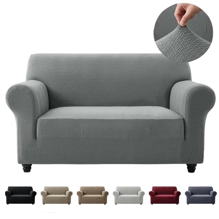 Hafaa High Stretch Sofa Cover 2 Seater Spandex Elastic Fit Loveseat Grey Sofa Slipcovers T Shape - Super Soft Non Slip Couch Covers Washable Furniture Protector for Pets/Kids/Dogs