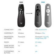 Logitech Wireless Presenter R400 USB A PowerPoint Clicker with Laser | USB-A connection, PowerPoint clicker, presentation remote control