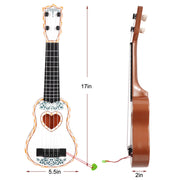 Raimy 17in Ukulele Guitar for Kids, 4 String Mini Toddler Music Toy | Kids Ukulele, Educational Musical Instrument for Beginners, Birthday Gift for Age 3 4 5 6 7 8 9 Years Boys Girls (White)