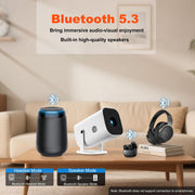 YGSKK Mini Projector with Wifi and Bluetooth, Built-in Apps,Movie Projector | Electric Focus Portable Projector, 1080P Video Projector for Bedroom, Supports Smartphone/TV Stick/iPad/PS5/Laptop/HDMI/USB