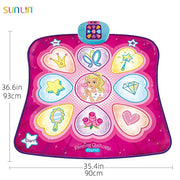 SUNLIN Dance Mat for Girls Ages 3-8, Interactive Dancing Game Pad, Pink | Dance Mixer Rhythm Step Playmat with LED Lights, Adjustable Volume, Built-in Music, Birthday Gift for Girls 3 4 5 6 Years Old