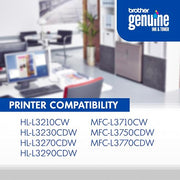 Brother Genuine TN223 4PK, Standard-Yield Toner Cartridge, Four Pack | Includes black, cyan, magenta, yellow cartridges for HL-L3210CW, MFC-L3710CW, MFC-L3770CDW printers
