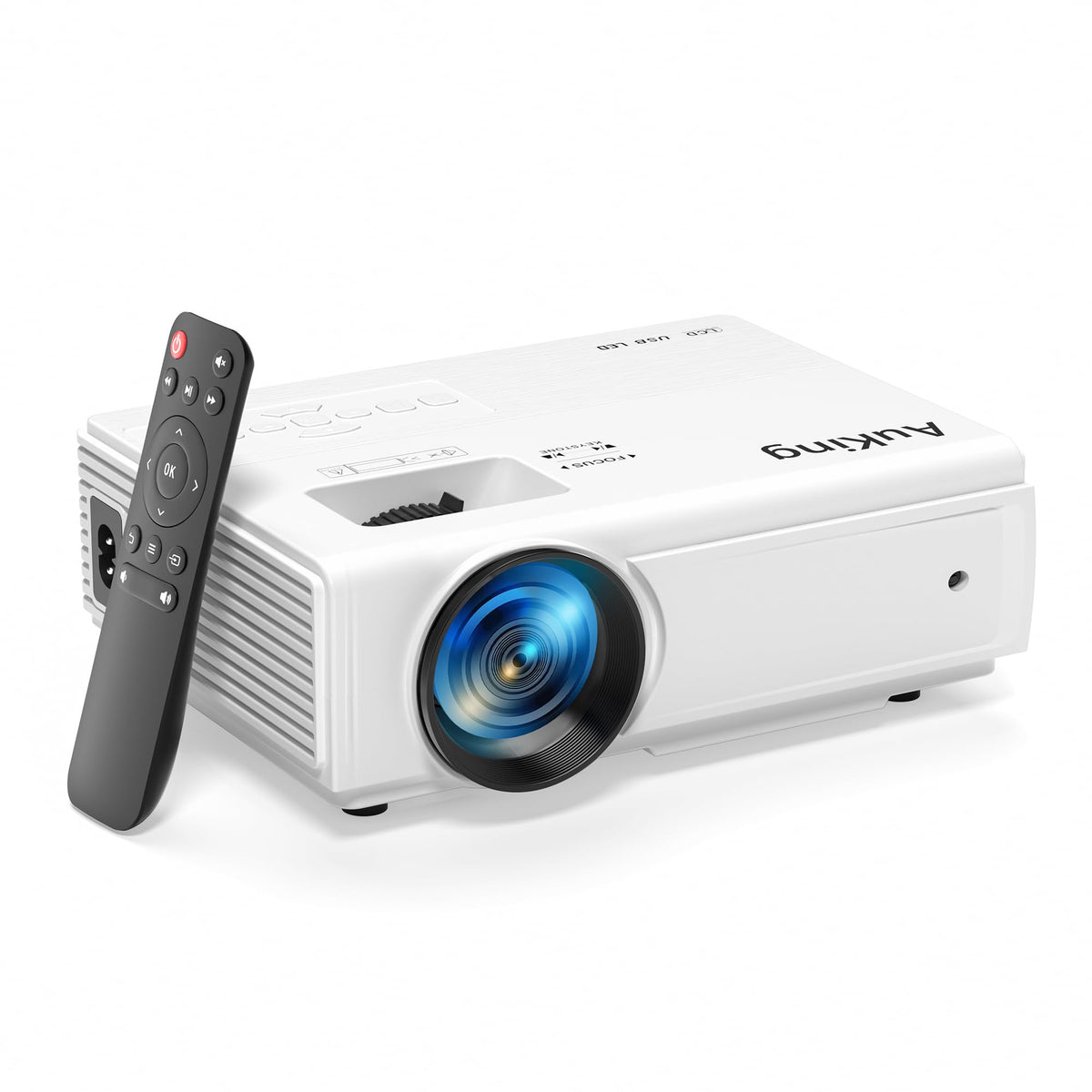 AuKing Projector, 2024 Upgraded Mini Projector, Full HD 1080P Home Theater Video Projector, Compatible with HDMI/USB/AV/Smartphone/TV Box/Laptop