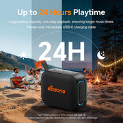 Portable Bluetooth Speaker Line-in Support: IPX5 Waterproof, Black | Up to 24H Playtime, HD Sound, TWS Pairing, LED Light, Outdoor Speaker for Beach, Pool, Travel, School Supplies for Adult Teen