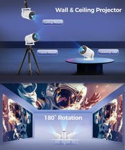 Magcubic Mini Projector with WiFi and Bluetooth, 4K Support Smart Portable Projector, Small Proyector with 200ANSl & AutoKeystone, 180° Rotation HY300Pro Video Proyector for Bedroom, Movie, Outdoor