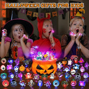 Halloween Party Favors 50Pcs Trick or Treats Halloween Toys for Kids | Halloween Party Favors for Kids & Adults, Non‑candy Gift Bag Fillers, Light Up Rings for Halloween party supplies
