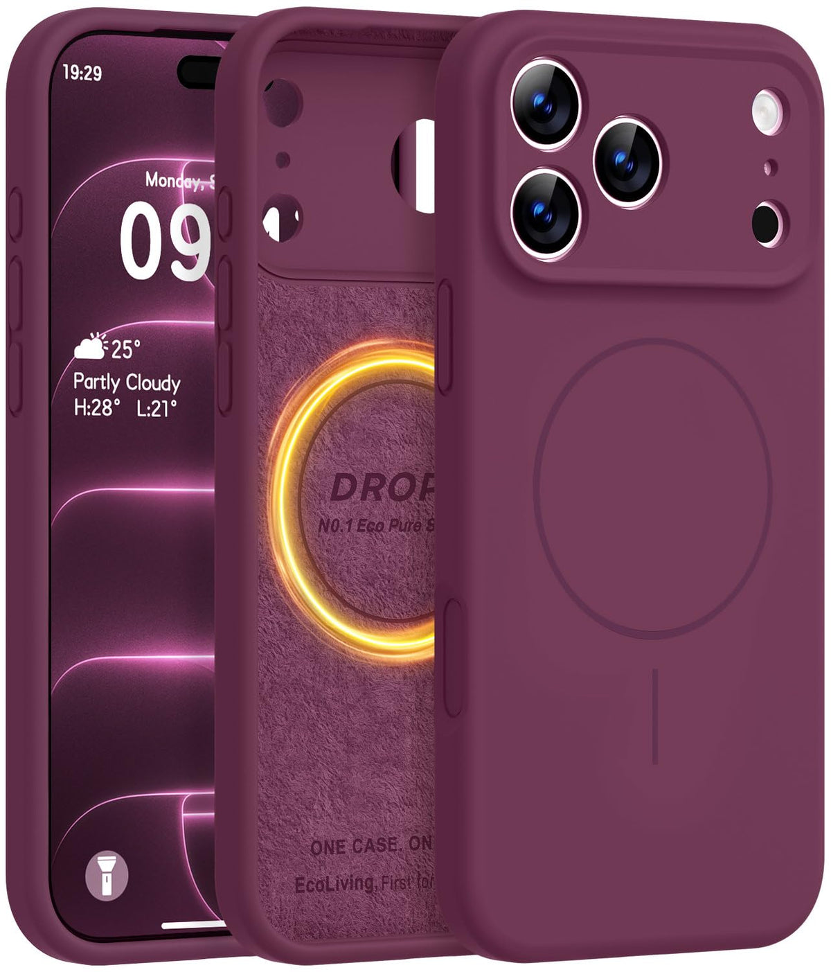 Vooii Magnetic for iPhone 18 Pro Max Case 6.9" Silicone, Burgundy | Compatible with Magsafe, Full Camera Protection, Soft Microfiber Lining, Shockproof Case for iPhone 18 Pro Max Cherry Red