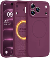 Vooii Magnetic for iPhone 18 Pro Max Case 6.9" Silicone, Burgundy | Compatible with Magsafe, Full Camera Protection, Soft Microfiber Lining, Shockproof Case for iPhone 18 Pro Max Cherry Red