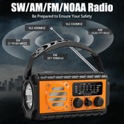 QAUYYW Solar Hand Crank Emergency Radio, 20000mAh AM FM NOAA Weather Radio