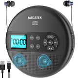 MEGATEK Portable CD Player with Bluetooth RX/TX, FM Transmitter & USB