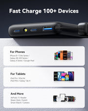 INIU 10000mAh 45W Fast Charging Portable Charger, Smaller Travel Power Bank | Flight-Safe, Detachable USB C Cable, Travel Essential, External Battery Phone Pack for iPhone 18 17 Samsung iPad etc