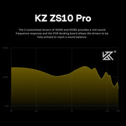 Linsoul KZ ZS10 Pro, 4BA+1DD 5 Driver in Ear Monitor, HiFi Wired Earbuds, Gaming Earbuds, Hybrid IEM Earphones with Stainless Steel Faceplate, Detachable Cable for Musician(Without Mic, Black)