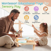 Kids Drum Set, Montessori Toys Wooden Musical Instruments for Baby Toddlers | Drum Kit with Cymbals & Xylophone, Sensory Toys for Music Learning, Fine Motor Skills, Preschool Birthday Gift for Boys Girls