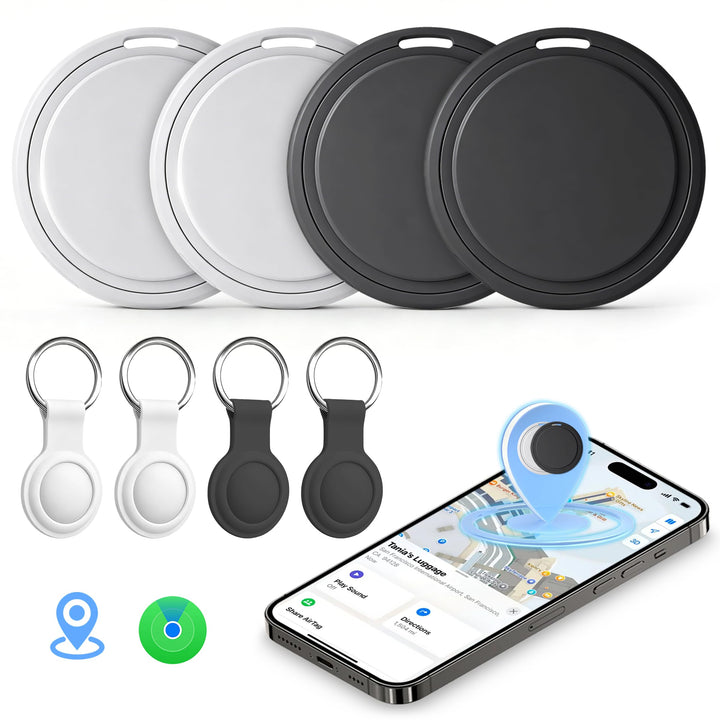 Air Tracker Tags 4Pack Smart Tracker for Keys with Apple Find My (iOS Only) | Bluetooth Tracker Item Finder Smart Tag for Keys Luggage [Apple Find My Certified] 2-Year Replaceable Battery