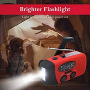 RunningSnail Hand Crank Radio with Flashlight, NOAA/AM/FM Emergency Radio | 2000mAh/7400mWh,Lightweight&Compact,Bright LED Flashlight,Cranked,Solar Power,USB-C,for Power Outage,Emergencies,Camping,Red