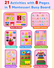 Exorany Busy Board Montessori Toys for Toddler Girl Birthday Gift Busy Book | Airplane Car Travel Toy, Learning Educational Toys, Activity Book, Toddler Activities, Sensory Toys, Fine Motor Skills