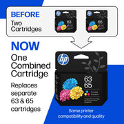 HP 63/65 Tri-Color Ink Cartridge (Replaces Both 63 & 65), Compatible with DeskJet 1100, 2100, 2600, 3600, Envy 4500, 5000, OfficeJet 3800, 4600, 5200 Series, B7RT2AN