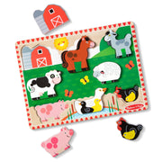 Melissa & Doug Farm Animals Wooden Chunky Puzzle 8-Piece Set | 8 Chunky Wooden Pieces, Stand-Up Farm Animals and Barn, Motor Skill Building Puzzle Play, Toddler Toys for Kids, Ages 2+