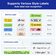 SUPVAN E11 Keyboard & Bluetooth Label Maker Machine with 4 Tapes | Rechargeable, Versatile App with 30+ Fonts and 660+ Icons, Minimal Margin, Inkless, for School, Home, Kitchen, Office