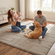 Classic Grid Faux Fur Jacquard Plush Play Mat