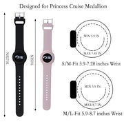 4 Pack Princess Cruise Medallion Holders for Kids and Adults, Silicone Wristbands for Carnival Ocean Medallion - 2 Sizes (S/M and M/L) in One Pack, Black and Dark Blue (M/L), Pink and White (S/M)