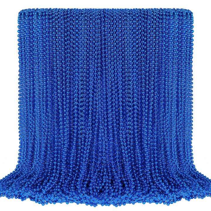 100 PCS Blue Bead Necklace, Blue Mardi Gras Beads Christmas Necklaces, 33" 4th of July Patriotic Beaded Necklace, Parade Throw Accessories for Independence Day Mardi Gras Hanukkah Pirate Theme Party