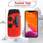 RunningSnail Hand Crank Radio with Flashlight, NOAA/AM/FM Emergency Radio | 2000mAh/7400mWh,Lightweight&Compact,Bright LED Flashlight,Cranked,Solar Power,USB-C,for Power Outage,Emergencies,Camping,Red
