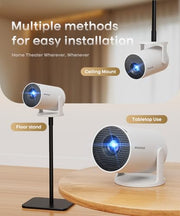 Mini Projector with Wifi and Bluetooth, Portable 4K Support, Android 14/ Auto Keystone, HY300Pro Small Smart Proyector for Bedroom Movie Outdoor, Compatible With HDMI/USB/TV Stick/Smartphone/Laptop
