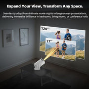 Wireless Mini Projector with WIFI 6 and Bluetooth, 4K 1080P Support Portable Projector 180° Rotatable. 17"-130" Screen Video Projector. Compatible for Smartphone, Laptop, PC(Q5 mate)