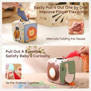Youuys Baby Tissue Box Toy for Babies 6-12 Months, Montessori Sensory Toys for 1 Year Old Boy, Infant Toy with Crinkle Tissues & Fine Motor, for 6 9 12 18 Months Old Kids 1st Birthday