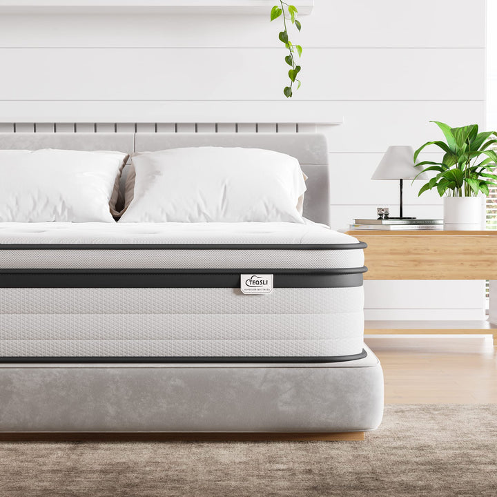 TeQsli Single Mattress 3FT Memory Foam Spring Hybrid Mattress 27CM | 10.6 Inch Memory Foam Pocket Sprung Mattress Edge Support & Motion Isolation Spring Hybrid Single Mattresses