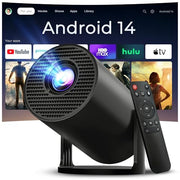 [Built-in Apps] Mini Projector 4K Supported, Android TV OS & Phone Remote | Projector with WiFi 6 & Bluetooth 5.4, Short Throw, Auto Keystone and 180° Rotation for Bedroom, Home Cinema and Outdoor Use