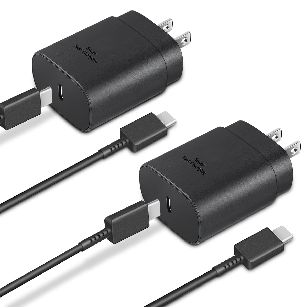 Type C Charger Fast Charging 2-Pack 25W Long 6FT USB C Cable | USBC Charger Block Compatible with Galaxy S26 S25 S24 S23 S22 S21/iPhone 17/16/16 Pro Max/15/15 Pro Max/15 Plus-Black
