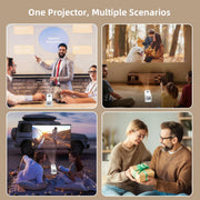 Mini Projector 4K Support, Portable Projector Full HD 1080P Support | Short Throw, 270° Rotation, Outdoor&Indoor, Ceiling Projection, Smartphone, TV Stick, Laptop, HDMI, USB, PS5 Compatible