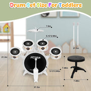 Kids Drum Set for Toddlers 1-3 - 5 Drum Musical Toys for Kids 3-5 Boy Girl | Toddler Musical Toy Drum Set Birthday Christmas Gift Kids Age 3-5 / 5 Drums w Stool Musical Instruments Toy for 3 4 Year Old