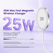MagSafe 25W Wireless Charger for Apple Magnetic Fast Charging Pad | Compatible for iPhone Duo 18 17 17e 16 16e 15 14 13 12 Pro Max - AirPods-Slim Portable for Travel Bedside - 2 Pack, White