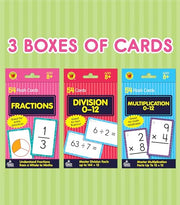Carson Dellosa 3-Pack Math Flash Cards, Ages 8-12, Multiplication | Division, and Fractions, Math Games, Grade 3-5, Mathematics Practice, 162 cards, Educational Card Set