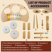 Wooden Drum Set Toys for 2-3 Year Old Montessori Musical Instruments Toy | Drum with Xylophone Birthday Gift for 18+ Months Boys Girls