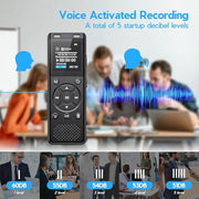 Tonfarb 64GB Digital Voice Recorder with Playback,Audio Recording Device | for Lectures Meeting/Classes/Interviews,Tape Recorder with Voice Activated,Password,Noise Reduction,A-B Repeat,MP3 Player Etc