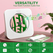 ROADOM Portable CD Player with Bluetooth, Hi-Fi Speakers & FM Radio | Bluetooth transmitter & receiver, Hi-Fi stereo sound, FM radio, USB & AUX, 5 CD formats, compact CD player for kids & seniors